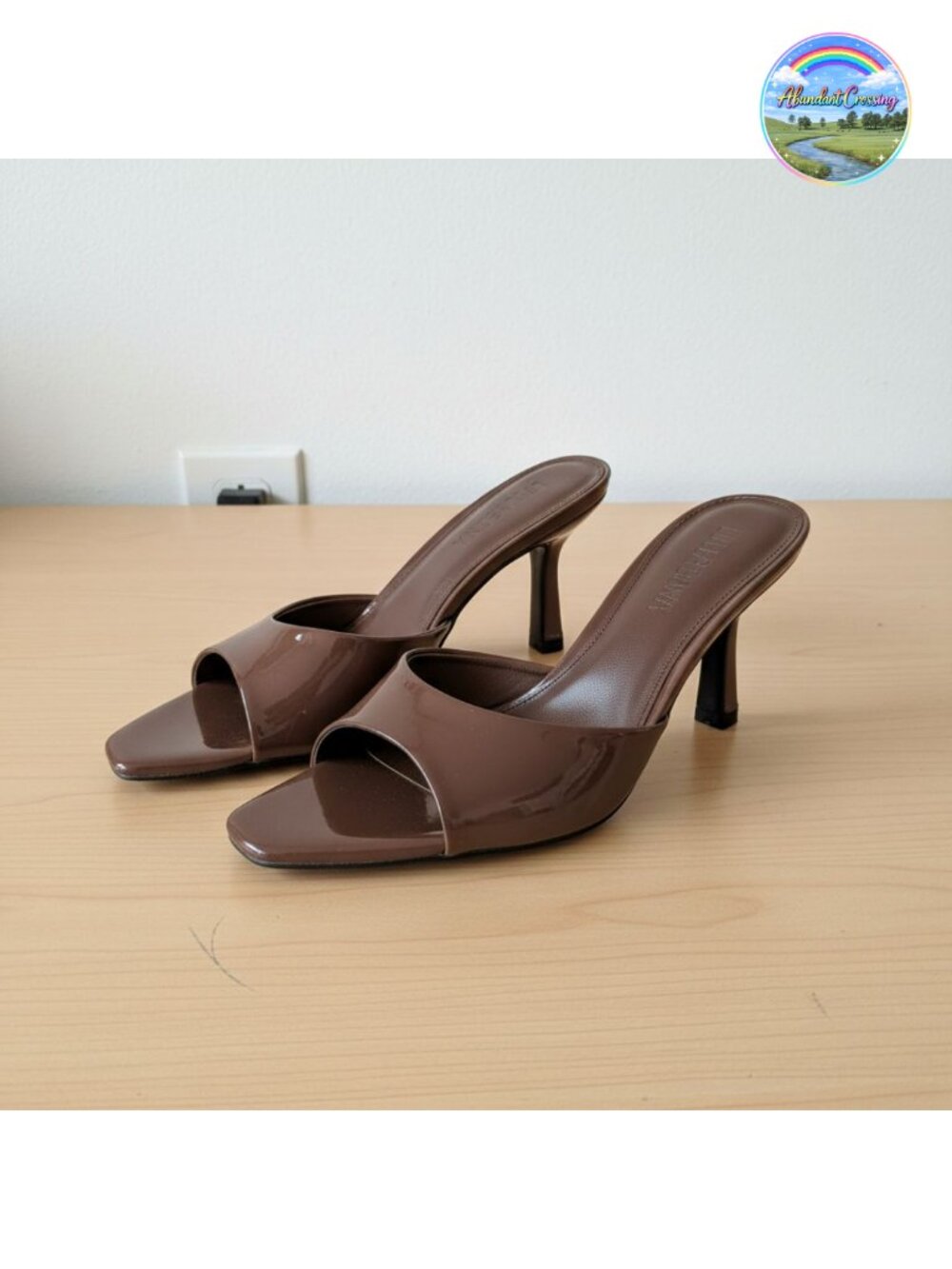 Women's Kitten Heels Faux Leather Slip On Pointed Toe Mid Heel Sandals
